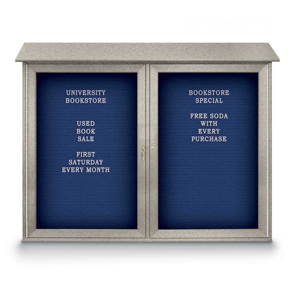Indoor Enclosed Combo Board, 48"x36", Satin Frame/Blue & Pearl